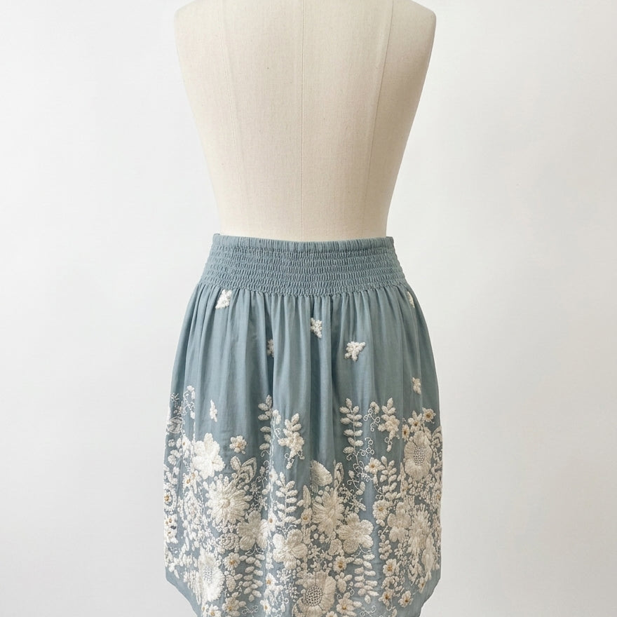 Anthropologie · Blue Tassel · 0 · SeaGreen Embroidered