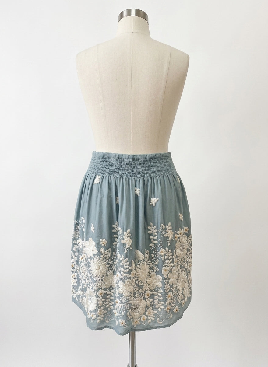 Anthropologie · Blue Tassel · 0 · SeaGreen Embroidered