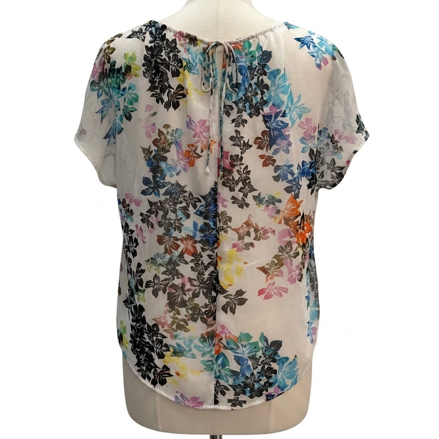 CAbi · Eliza Cap Sleeve Top · Medium · CreamFloral