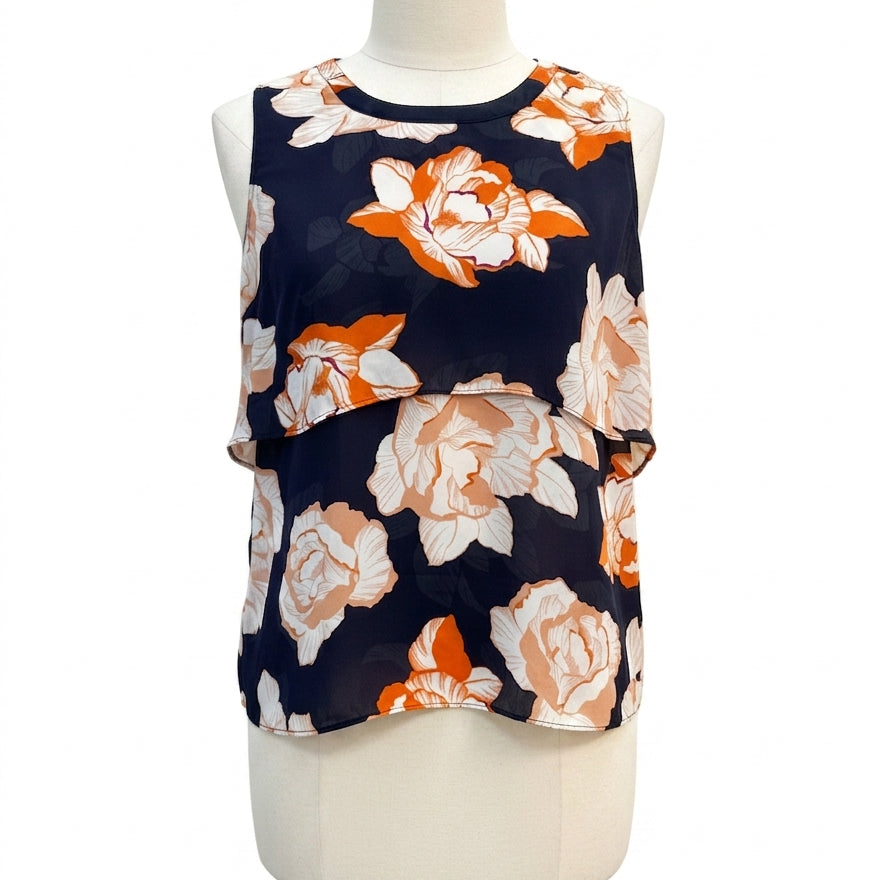 CAbi · Blossom Tiered Top · Small · NavyOrg