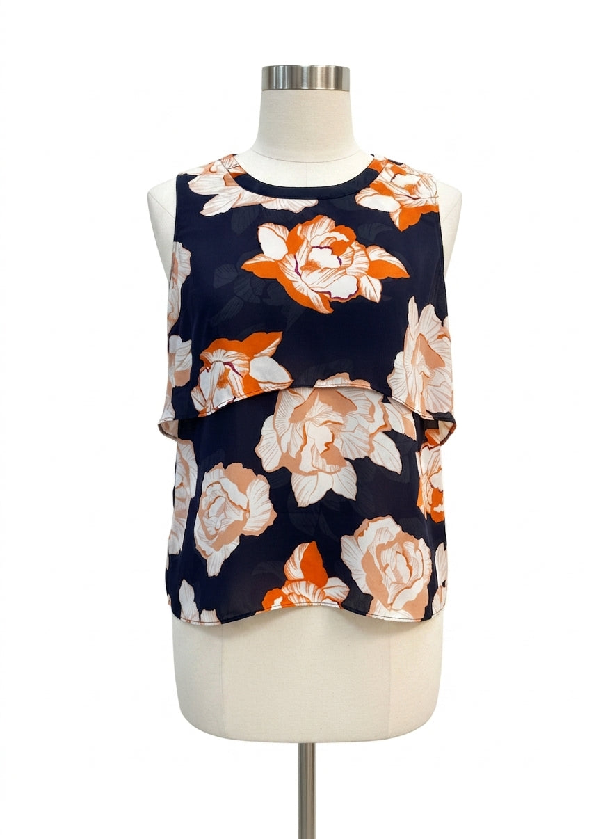 CAbi · Blossom Tiered Top · Small · NavyOrg