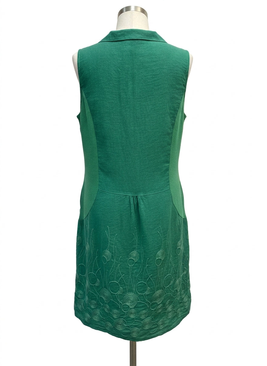 Linen Luv · embroidered dress · Large · Green