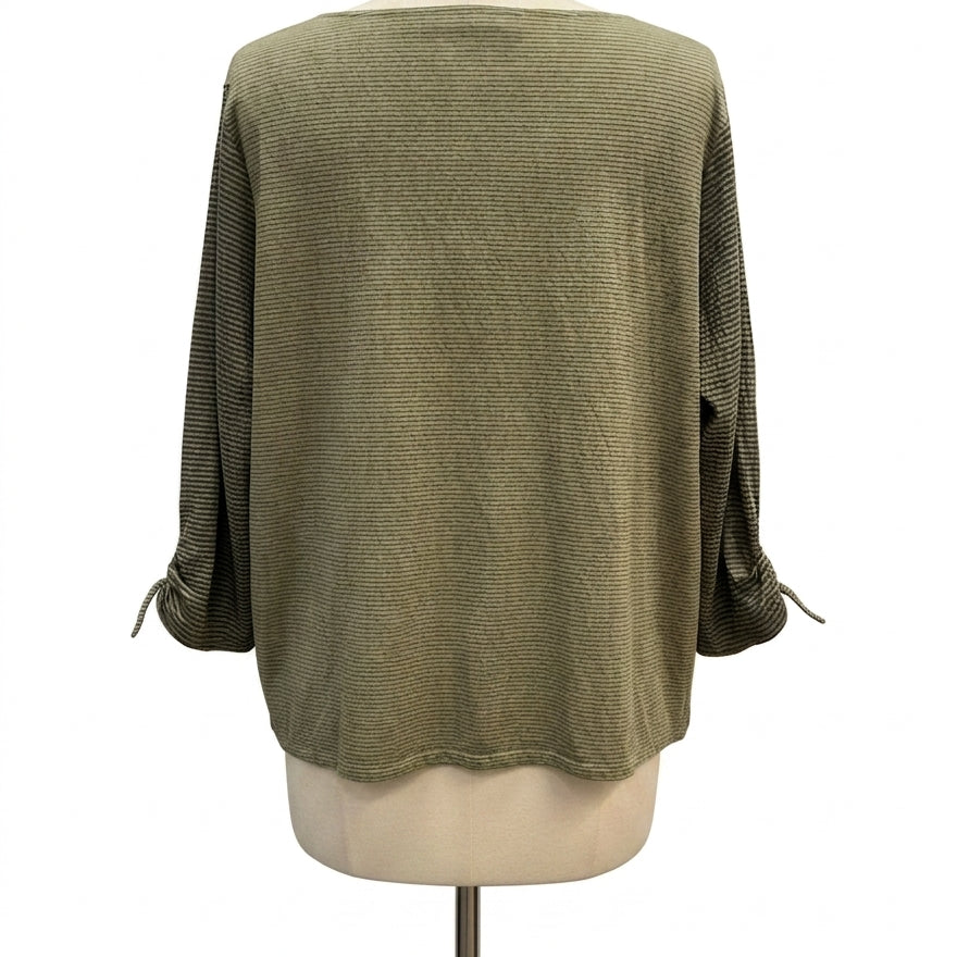 Habitat · Blouse · Large · Olive Sage Striped
