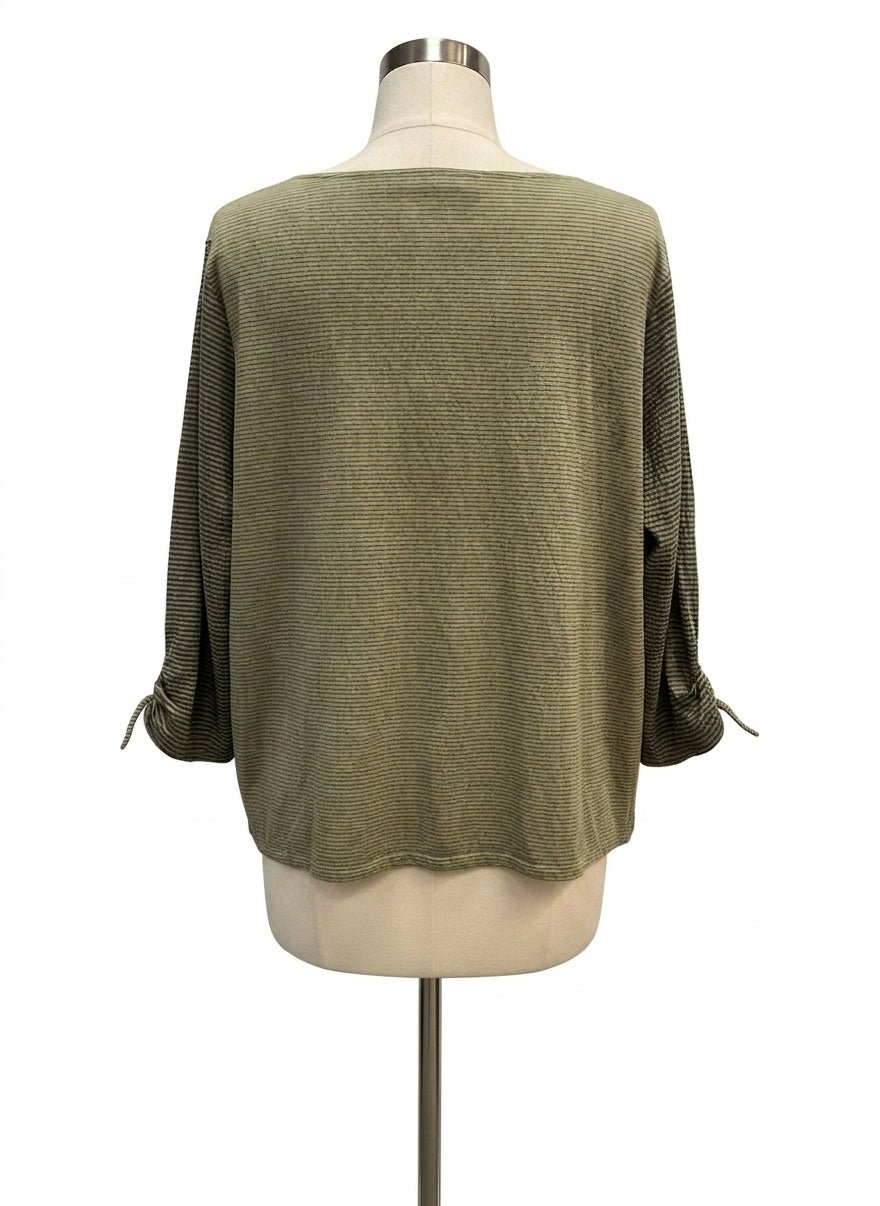 Habitat · Blouse · Large · Olive Sage Striped