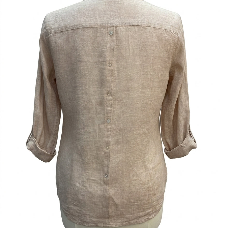 Sigrid Olsen · Roll Tab Shirt · Medium · Sand