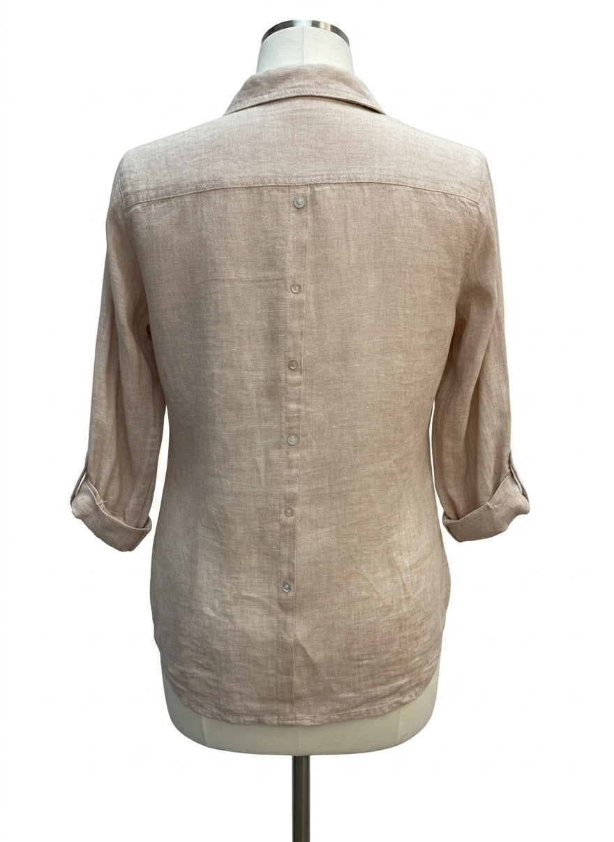 Sigrid Olsen · Roll Tab Shirt · Medium · Sand