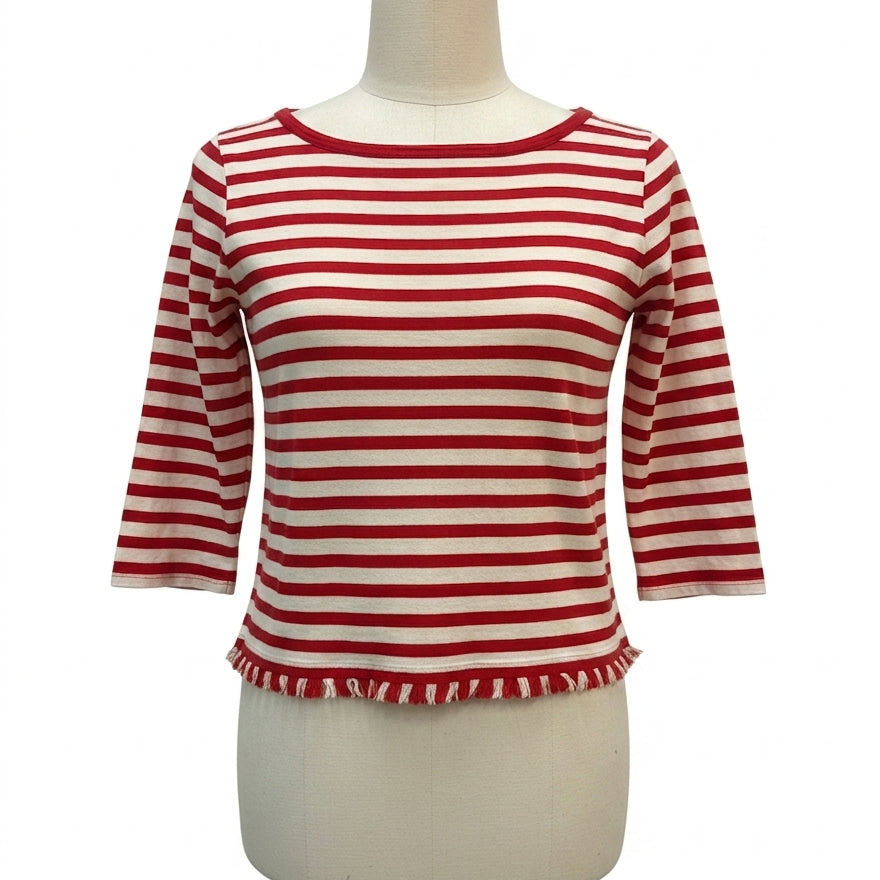Talbots · Fringe Detail · Medium Petite · RedWhite Striped