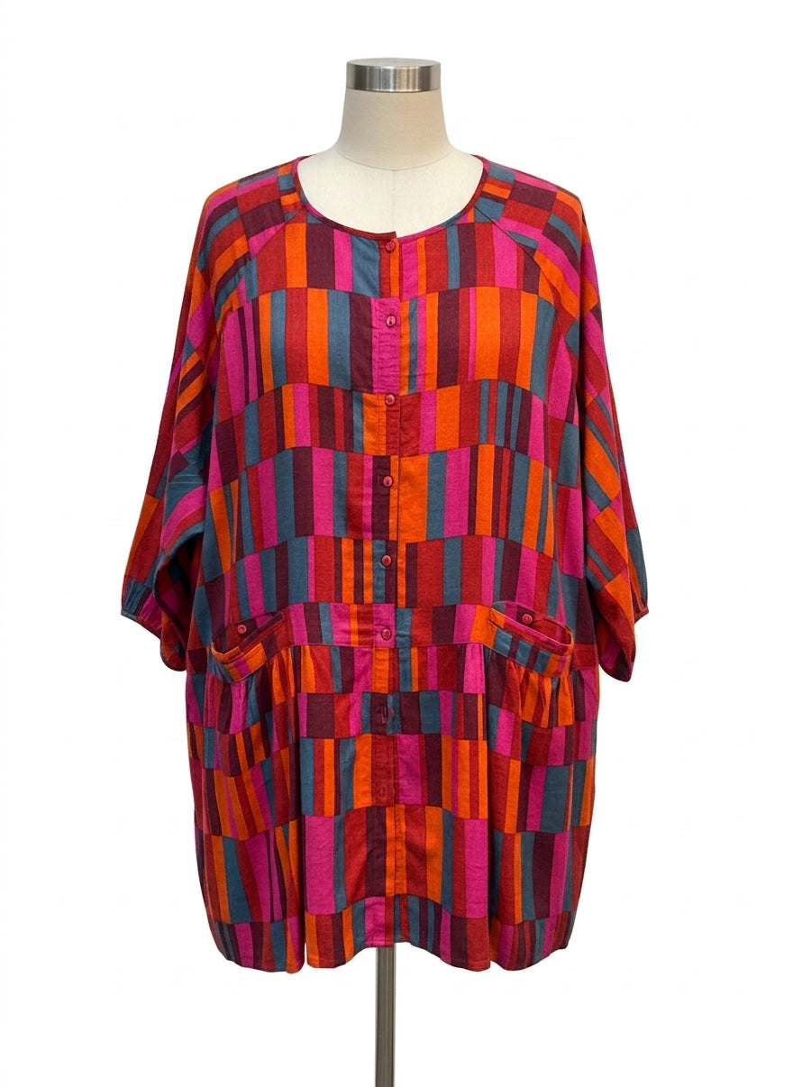 Gudrun Sjödén · Rut Woven Artisan Blouse · 1X · PinkOrange