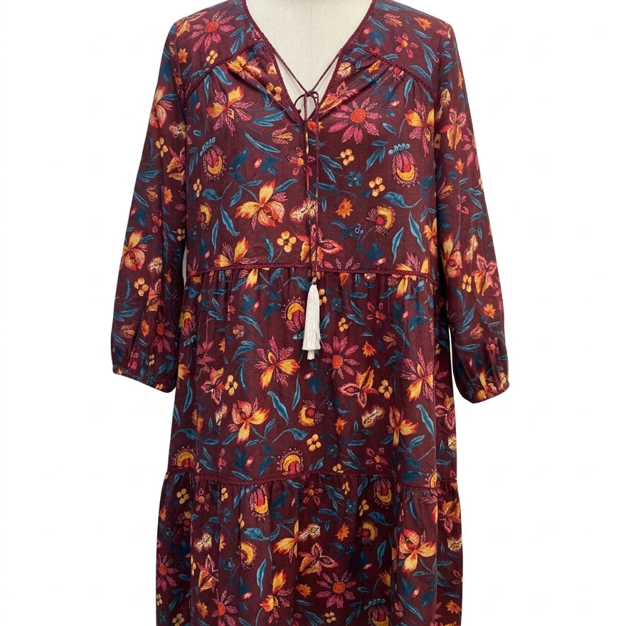Sundance · Longsleeve Dress · Large · Burgundy Floral