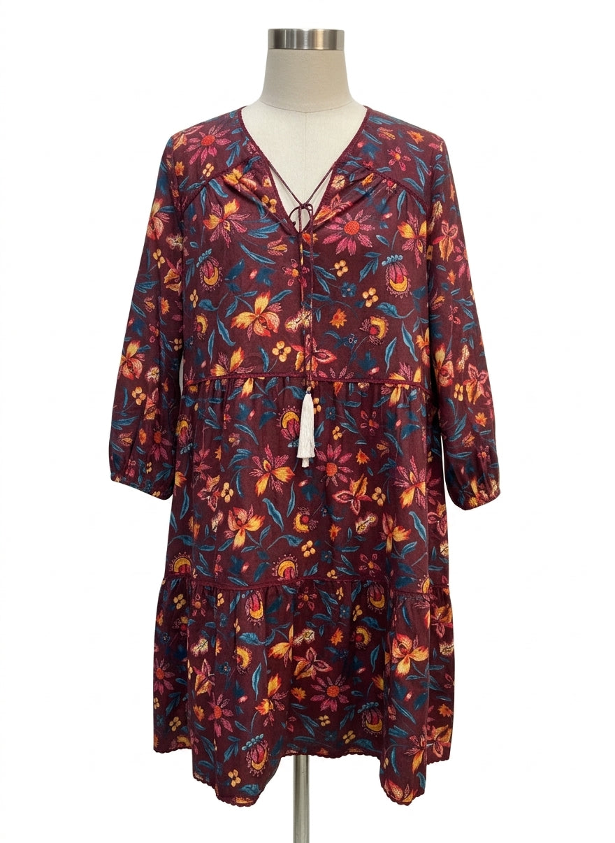 Sundance · Longsleeve Dress · Large · Burgundy Floral