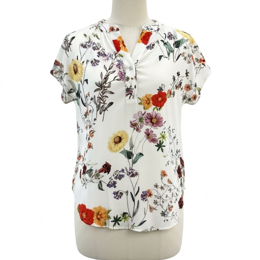 Amour Vert · Cap Sleeve Top · Small · White Floral