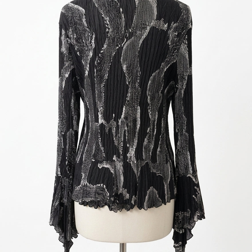 DRECOL · LongSleeve Fashion Top · 1X · Black and White