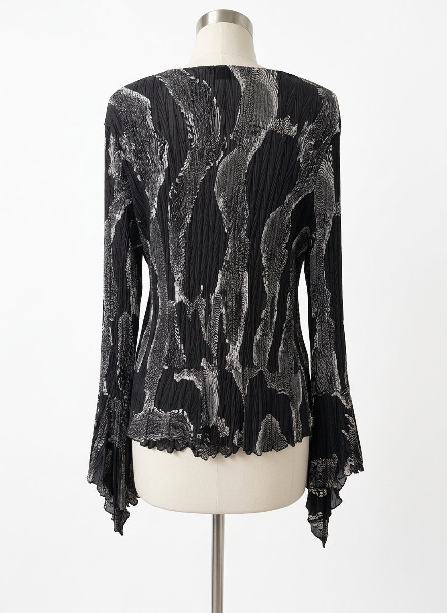 DRECOL · LongSleeve Fashion Top · 1X · Black and White