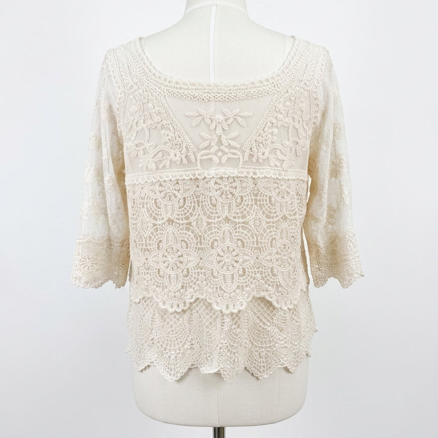 Sundance · Lace Sleeve Top · Small · Cream