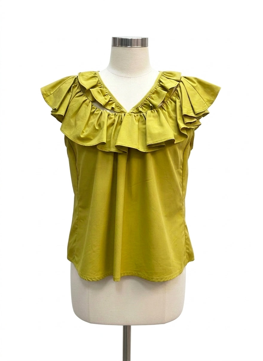 Anthropologie · Blue Tassel Ruffle Straps · Small · Chartreuse