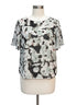Kasper · Flutter Sleeve Top · Large · BlackGray Sheer Floral