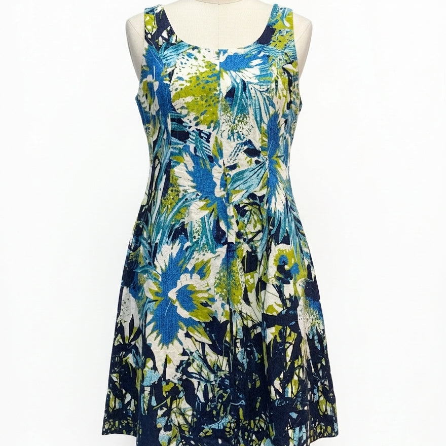 Nine West · Sleeveless Dress · 12 · BlueLime Floral Print