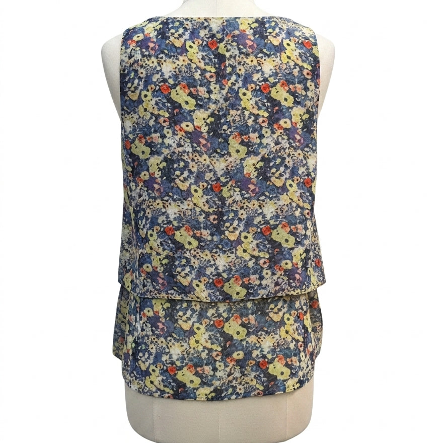 CABi · Positano Layered Tank · S/M · BlueYellow Floral