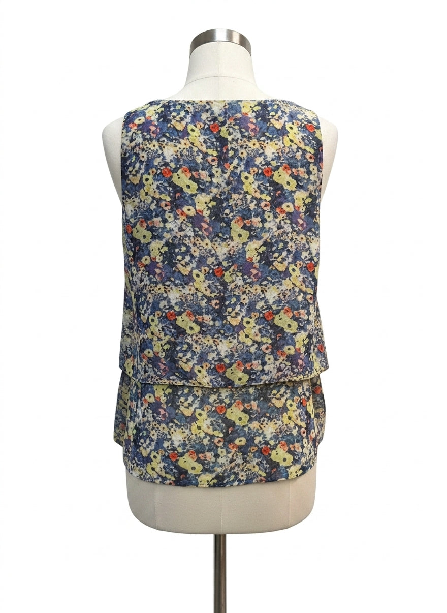 CABi · Positano Layered Tank · S/M · BlueYellow Floral