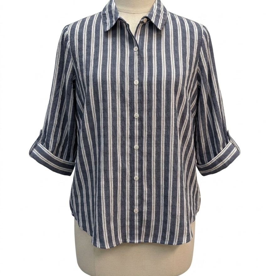 Habitat · Shirt · Medium · WhiteNavy Striped