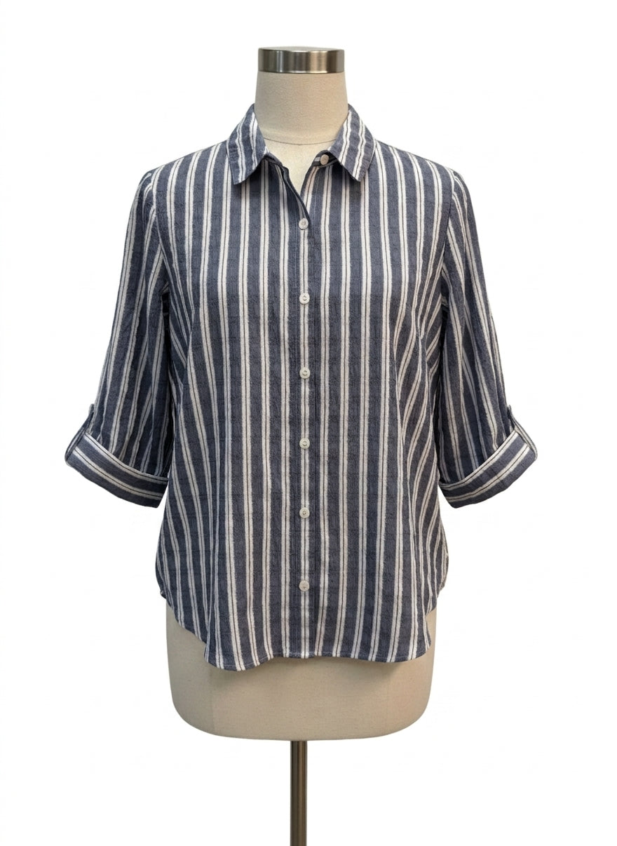 Habitat · Shirt · Medium · WhiteNavy Striped