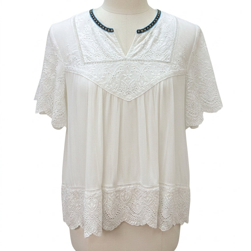 Knox Rose · Boho Top White Eyelet · XLarge · White Eyelet