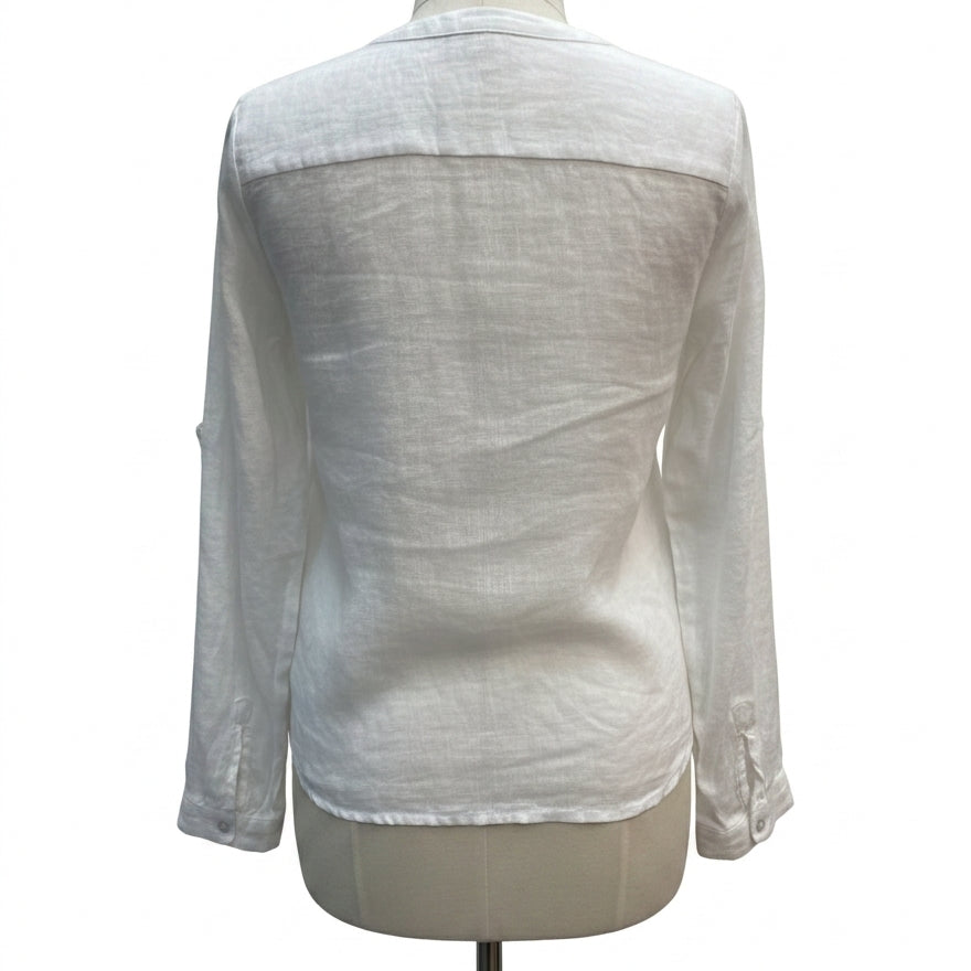 Isaac Mizrahi · Roll Tab Shirt · Medium · White