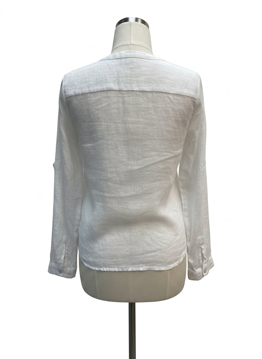 Isaac Mizrahi · Roll Tab Shirt · Medium · White