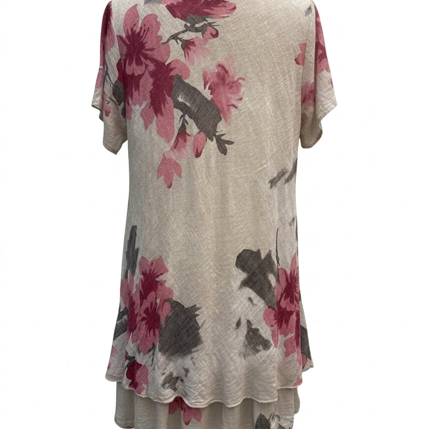 Made In Italy · ShortSleeve Dress · Small · Beige Floral