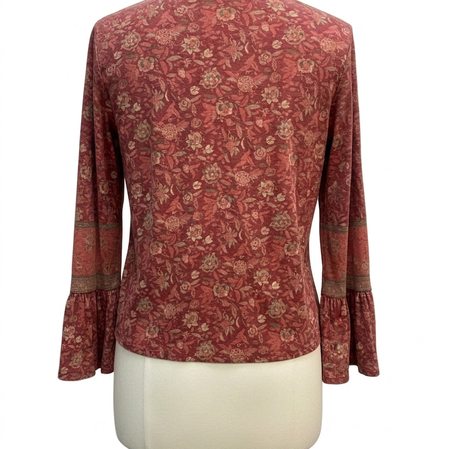 Lucky Brand · LongSleeve Top · Small · BurgFloral Paisley