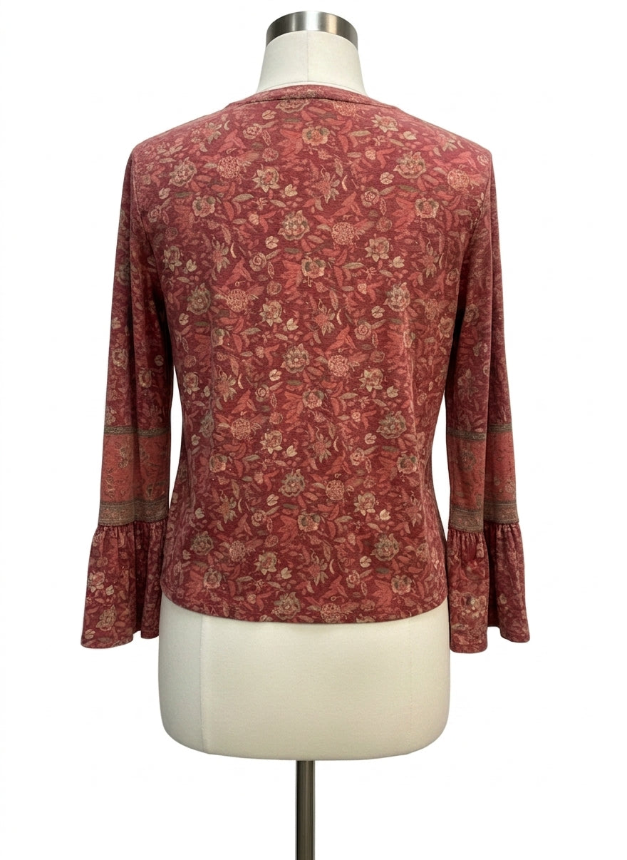 Lucky Brand · LongSleeve Top · Small · BurgFloral Paisley