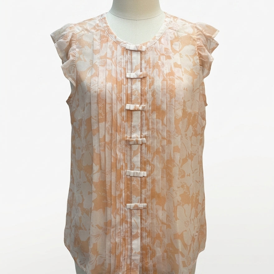 Anthropologie · Blue Tassel Pleated W/ Bow Detail & Camisole · Medium · Peach/White