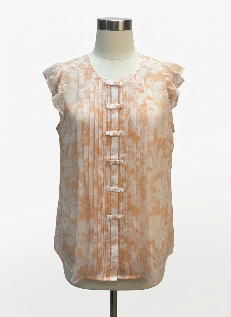 Anthropologie · Blue Tassel Pleated W/ Bow Detail & Camisole · Medium · Peach/White