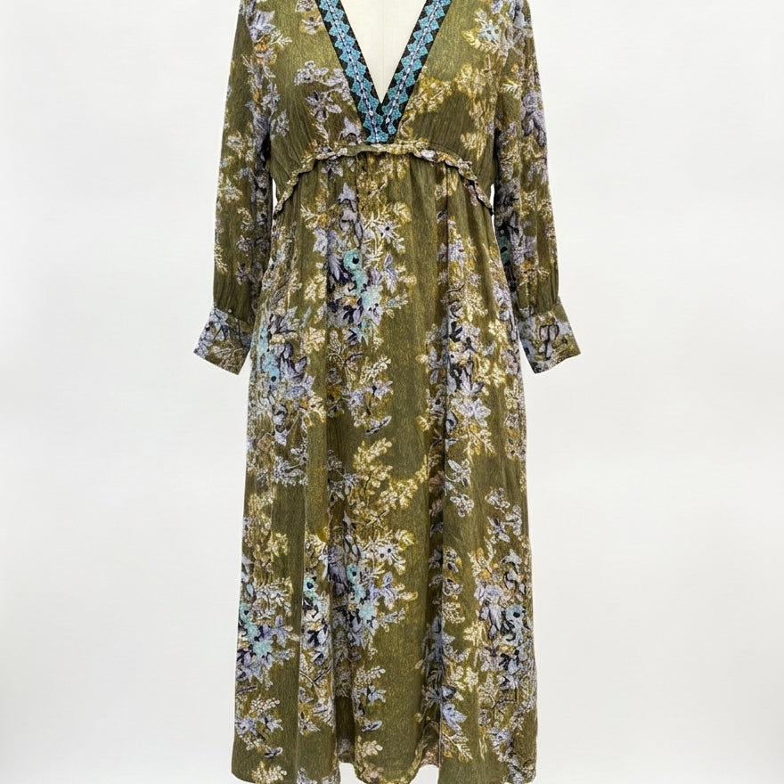 Ro's Garden · Indiana Midi Dress · Small · OliveAqua