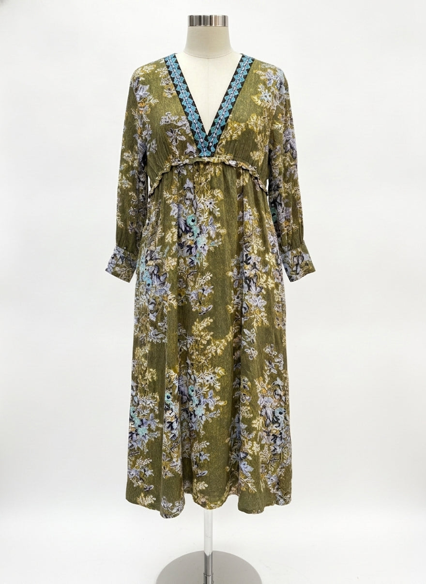 Ro's Garden · Indiana Midi Dress · Small · OliveAqua