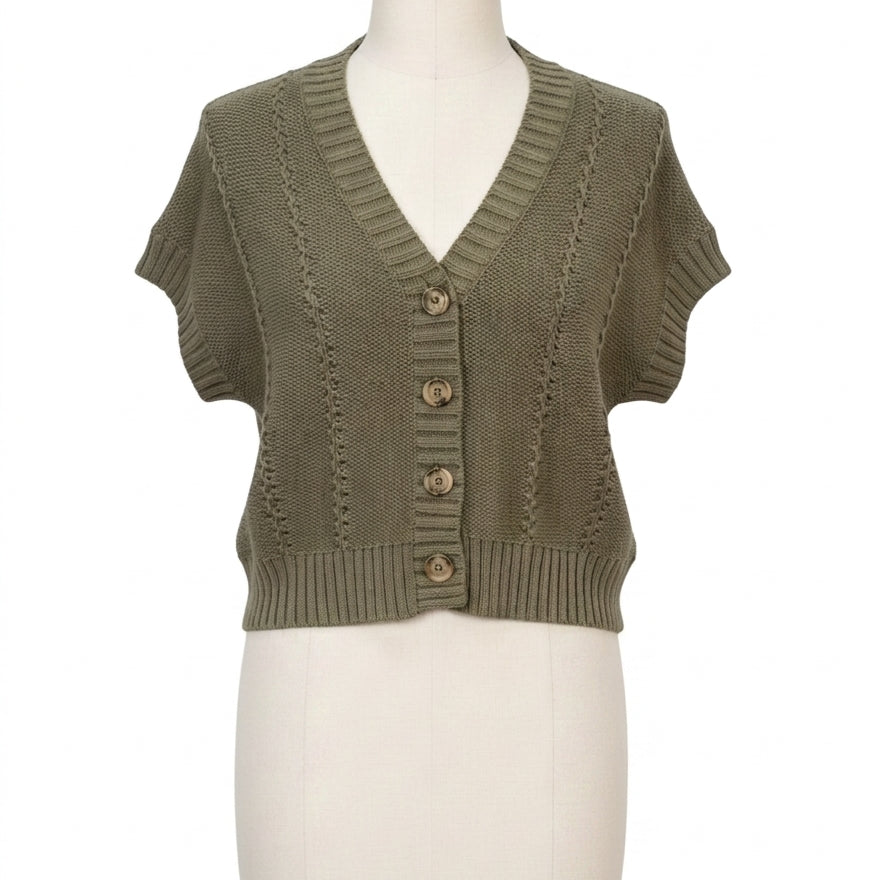 LOFT · Button Up Cardigan · Large · Olive