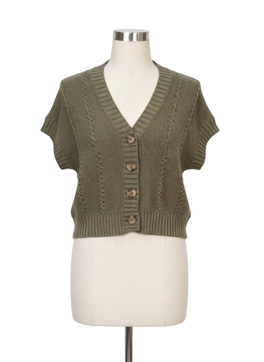 LOFT · Button Up Cardigan · Large · Olive