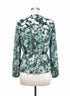 MaisonJules · Sheer Floral Top · Medium · GreenNavy