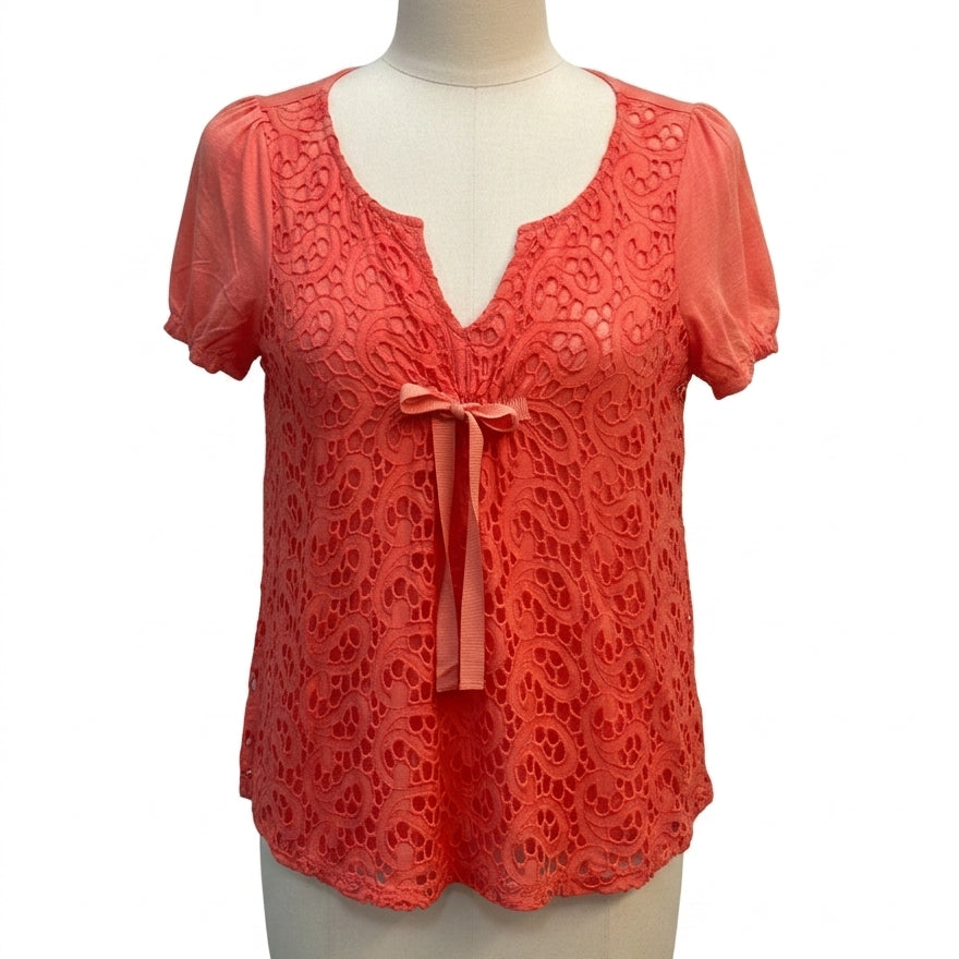 Sundance · Eyelet Lace Overlay · Small · Coral