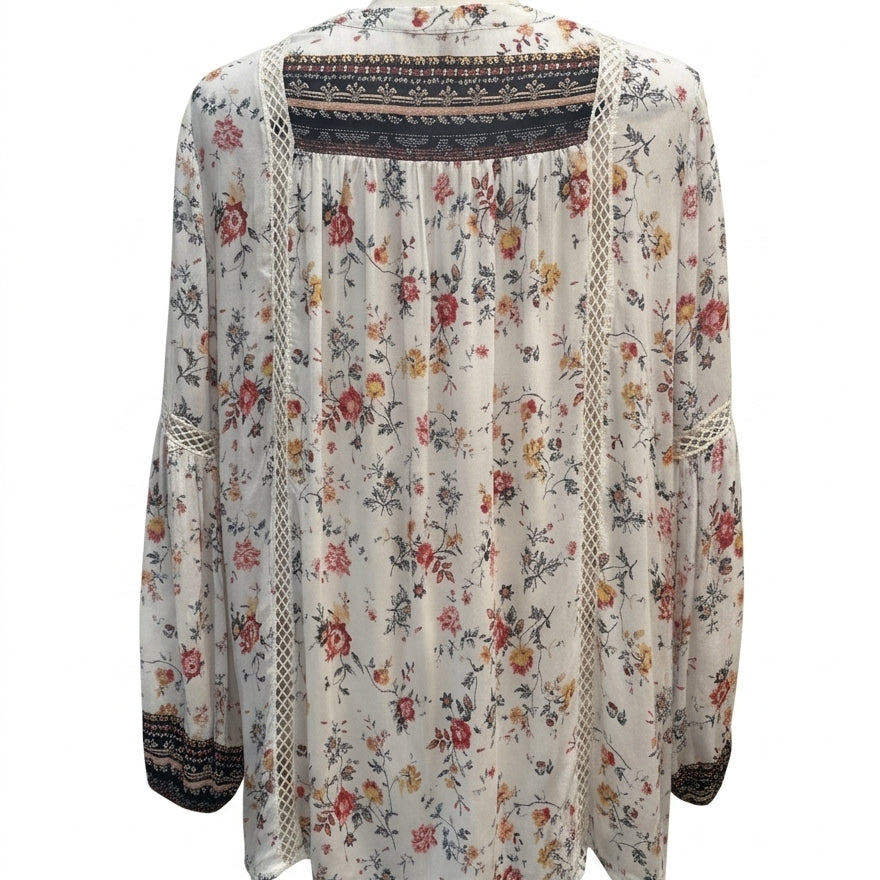 Anthropologie · Blue Tassel Lace Trim · Small · White Floral