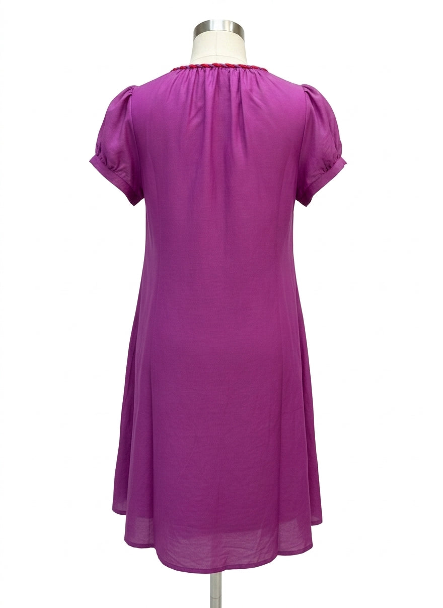 Anthropologie · Floral embroidered dress · Small · PurpRed