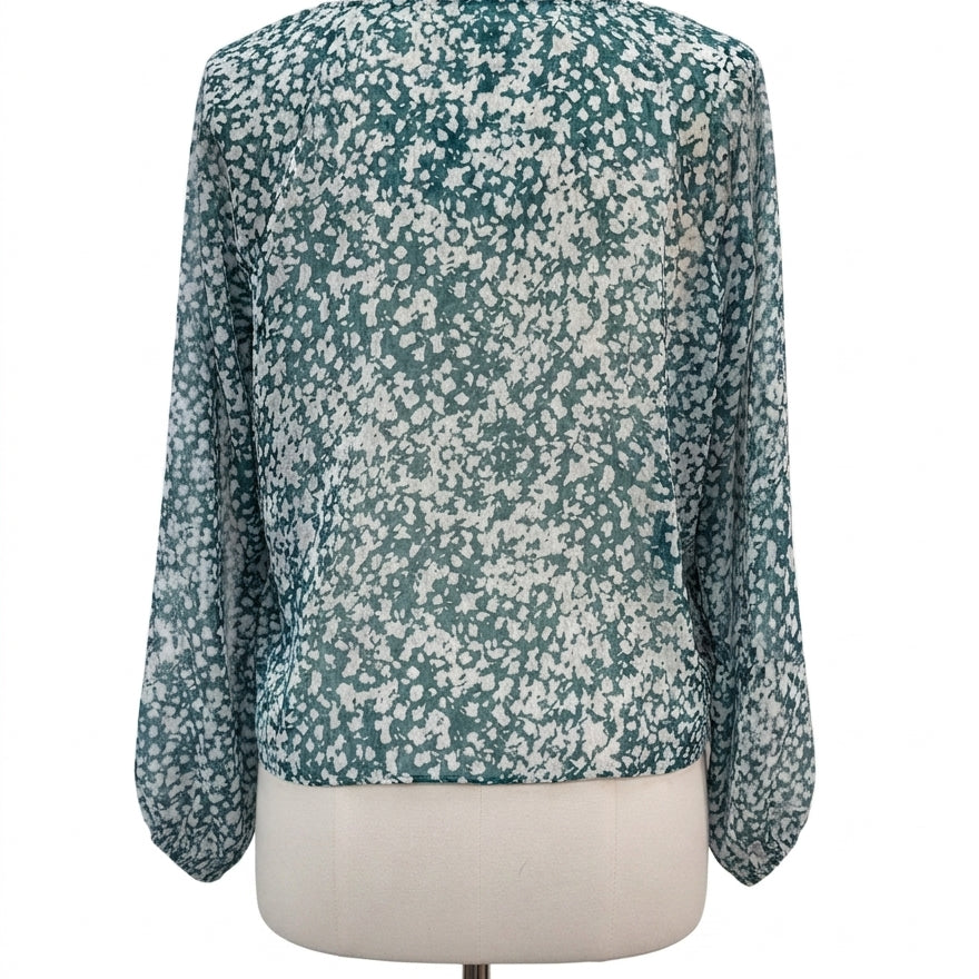 WHBM · Ruffle Detail Sheer Top and Camisole Set · Small · Teal/White