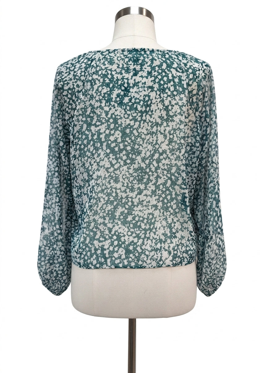 WHBM · Ruffle Detail Sheer Top and Camisole Set · Small · Teal/White