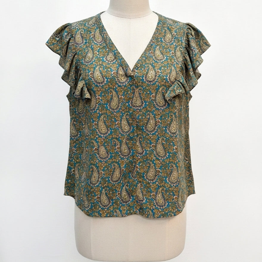 DR2 · Flutter Sleeve Top · XLarge · TurqTan
