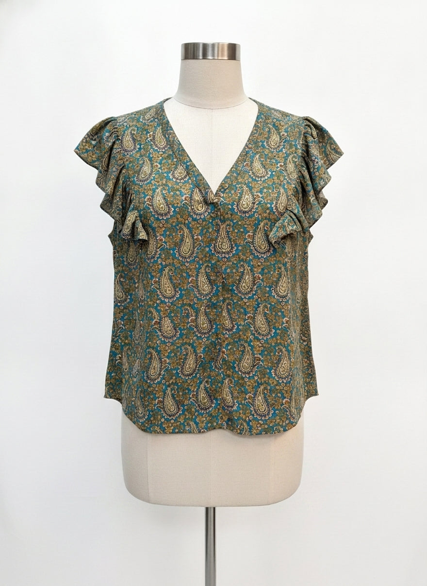 DR2 · Flutter Sleeve Top · XLarge · TurqTan