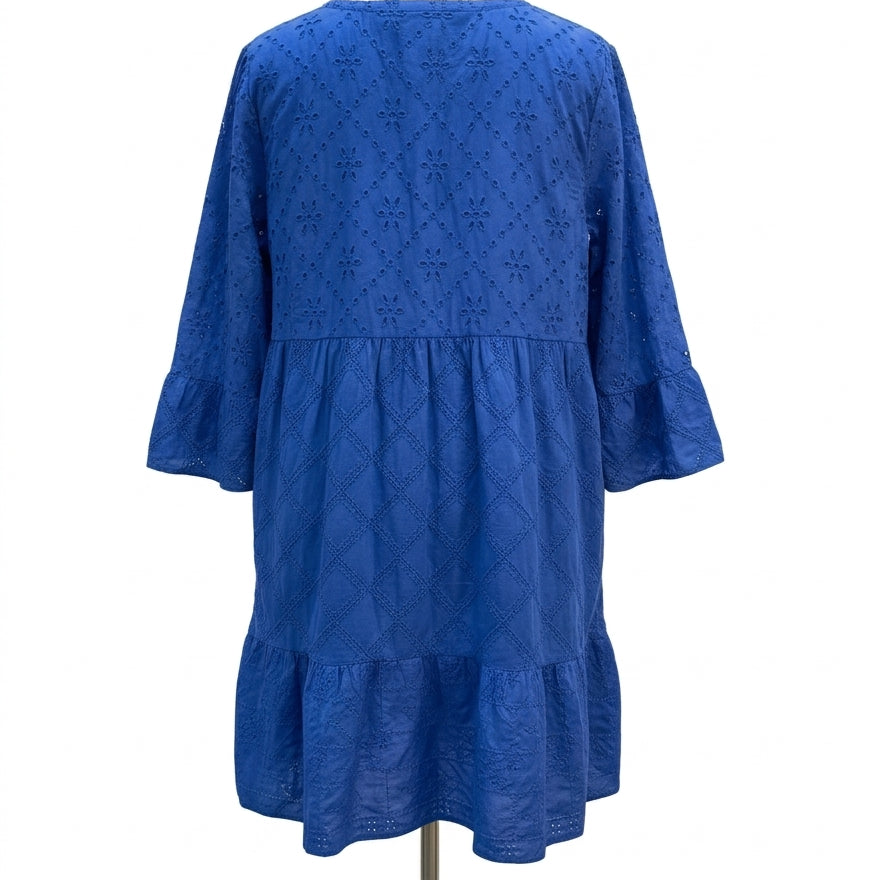 J. Jill · Bell Sleeve Dress Sapphire Eyelet · 2X · Sapphire