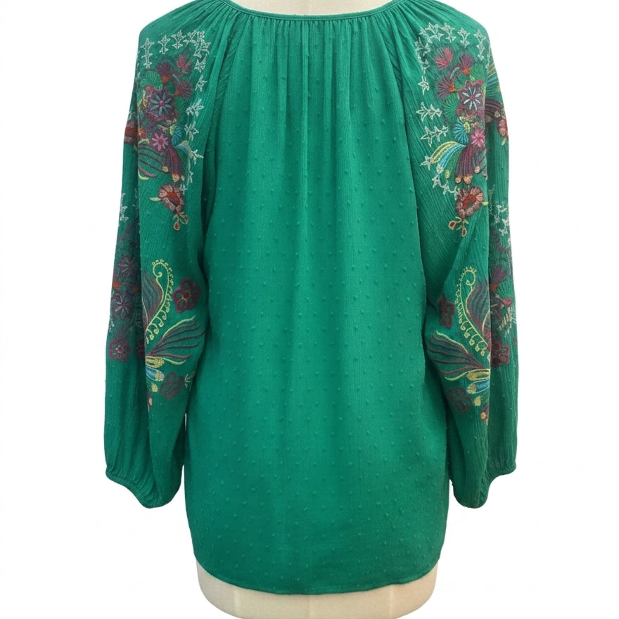 One World · Boho Chic Top · 1X · GreenMulti