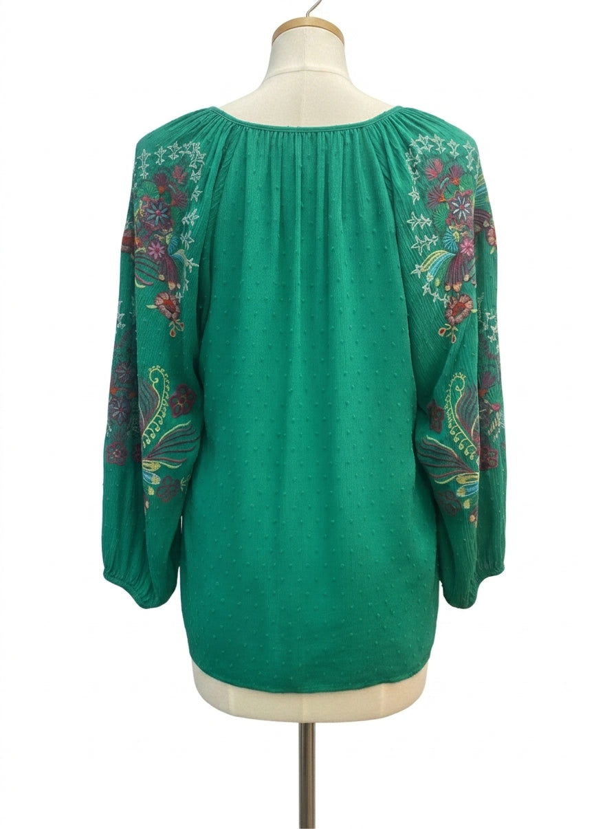 One World · Boho Chic Top · 1X · GreenMulti