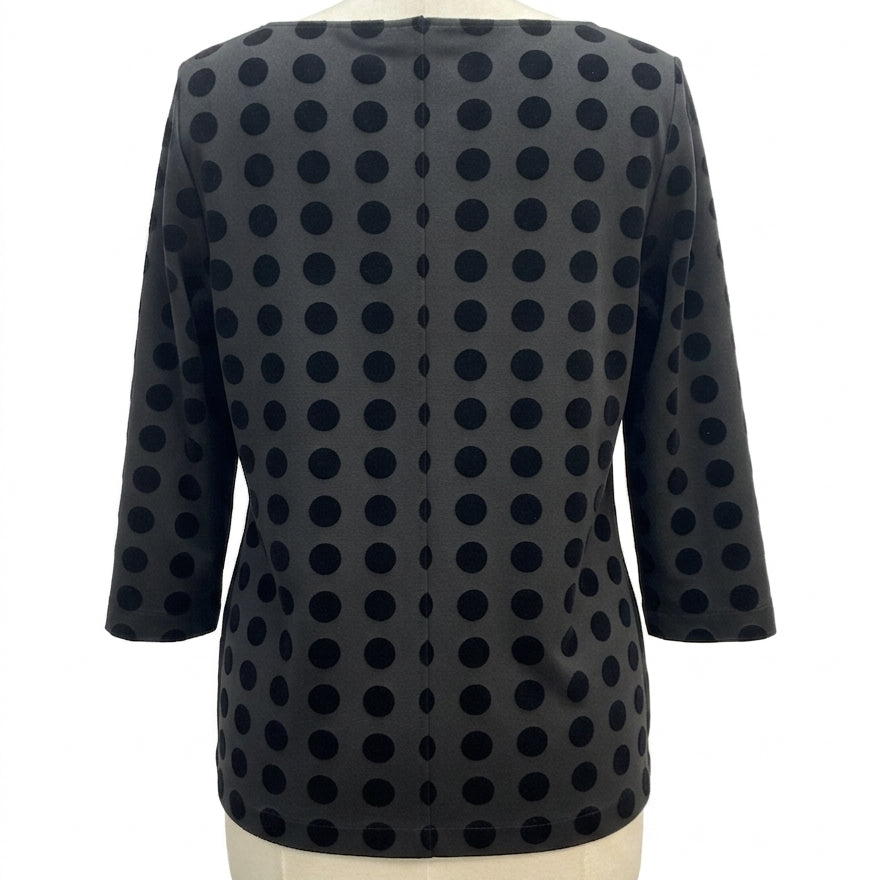 Ann Taylor · Velvet Dots 3/4 Sleeve · Large · Black