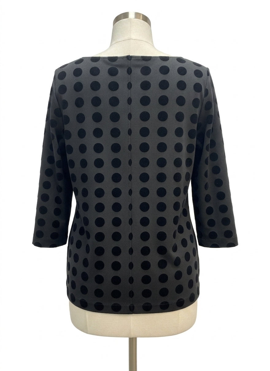 Ann Taylor · Velvet Dots 3/4 Sleeve · Large · Black